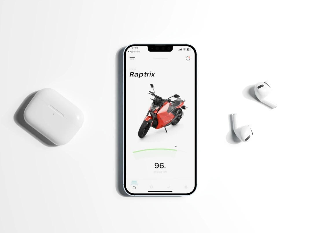 Raptee.HV 7-inch TFT Touchscreen Dashboard showing integrated UI and phone alerts