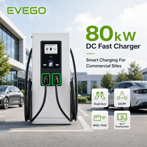 EVEGO 80kW OCPP 2.0.1 RFID Custom POS Payment CCS1 EV Charging Station Floor-Mounted IP55 Protection Double Gun Ev Dc Charger