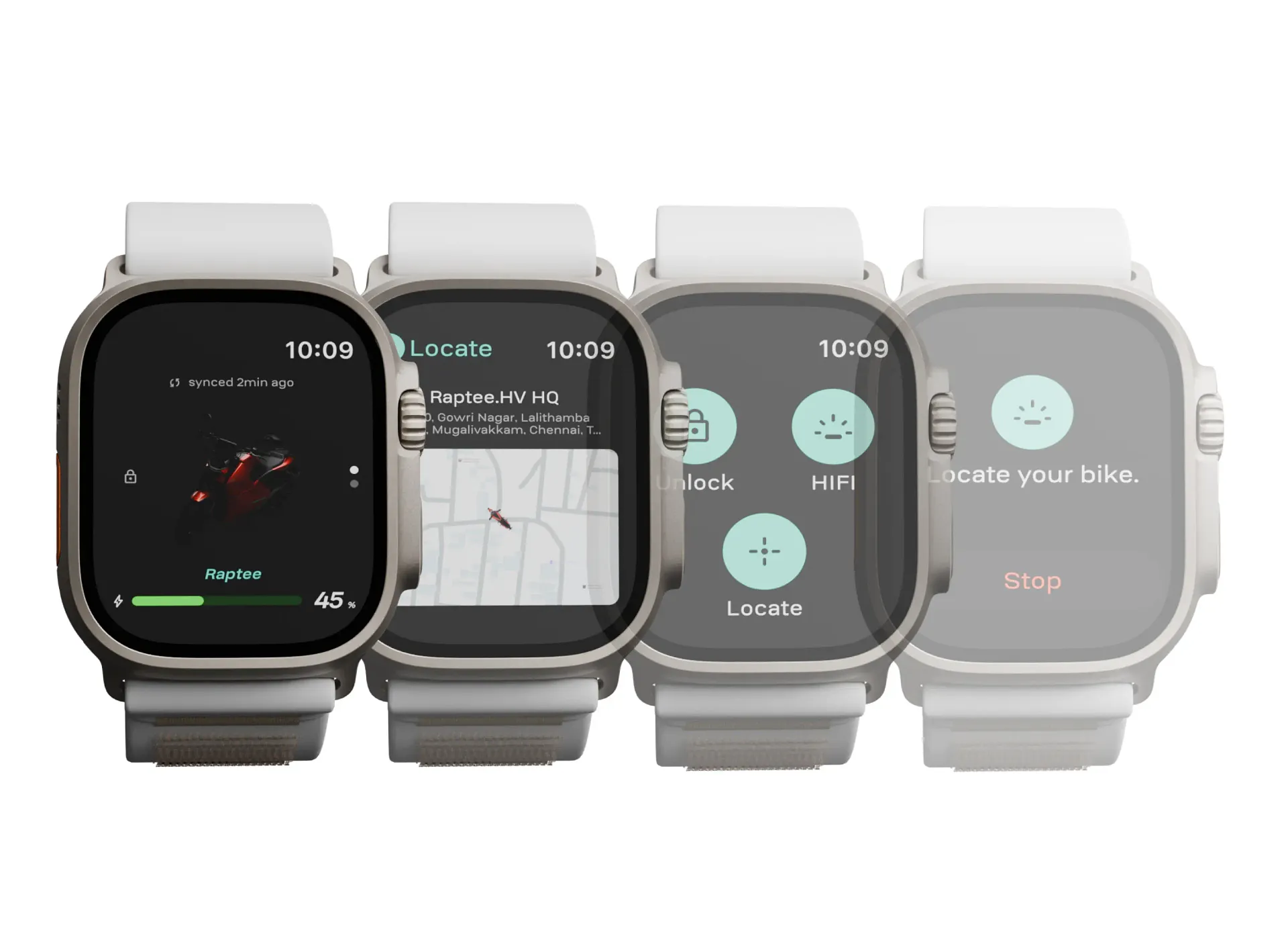 Smartwatch synced with Raptee.HV 7-inch TFT dashboard telematics